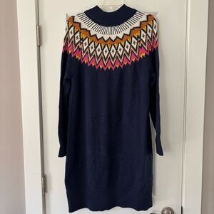 Old Navy Fair Isle Navy Blue Sweater Dress